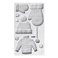 Silicone Material Christmas Knitted Sweater Gloves And Snowflakes For Making Fondants Candy And Baking Cakes Silicone Candy Mold Square Large
