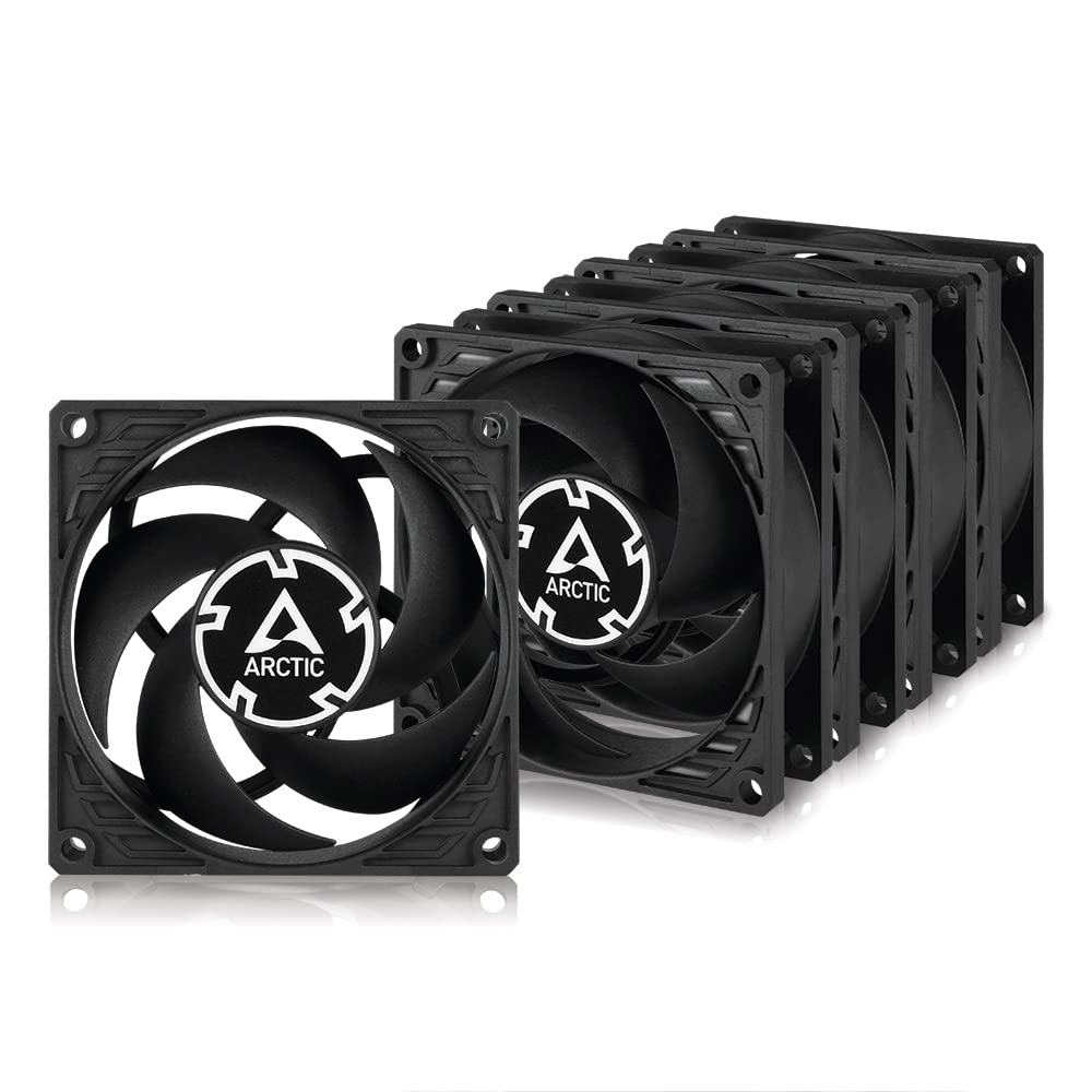 ARCTIC P8 PWM PST (5 Pack) - 80 mm Case Fan, PWM Sharing Technology (PST), Pressure-Optimised, Very quite motor, Computer, Fan Speed: 200-3000 RPM - Black