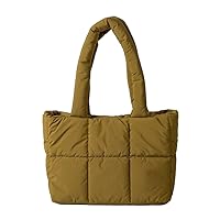 Puffer Bag Large Capacity Handbag Shoulder Bags for Girl Women Quilted Shopping Bag Solid Color Nylon Bag Trendy Bag