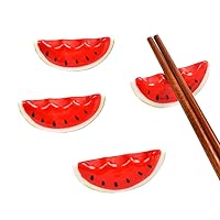 4 Pcs Ceramic Watermelon Chopstick Rests Racks Fruit Porcelain Knife Rests Dinner Spoon Stand Knife Fork Holder Utensil Cutlery Stands
