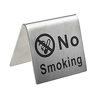 Stainless Steel No Smoking Table Sign No Smoking Table Tent Sign Double Side Stainless Steel No Smoking Sign Card for Non-Smoking Hotels, Restaurants, Offices and Hospitals-1PCS