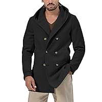 Mens Trench Coat Classic Double Breasted Trench Coat Casual Lapel Collar Business Winter Overcoats