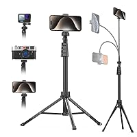 Eicaus 88'' Flexible Cell Phone Tripod with 14.95'' Gooseneck, Phone Mount and Remote, Overhead Tall Phone Stand＆Selfie Stick for Video Recording, Compatible with iPhone Android, Camera