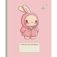 Kawaii Composition Book: Cute Korean Bunny - Light Pink College Ruled Notebook for Teen Girls & Students (Aesthetic Japanese School Supplies)