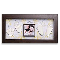 Momspresent Baby Hand Print and Foot Print Deluxe Casting kit with Brown Frame4