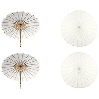 Koyal Wholesale 32-Inch Ivory Paper Parasol In Bulk 48-Pack Oriental Umbrella for Wedding, Party Favors, Summer Shade