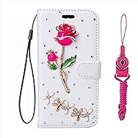 for Sharp AQUOS Simple Sumaho 6 Case,Handmade Bling Leather Wallet Flip Protective Phone case & Neck Strap [Kickstand] [Magnetic Closure] for Sharp AQUOS Simple Sumaho 6 Phone case (Size 1)