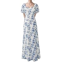 Women Floral Print Chiffon Bridesmaid Dresses with Flutter Sleeves Formal Maxi Dress with Slit 2024 R046