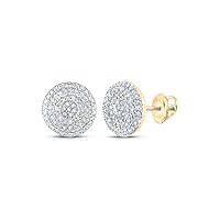 10kt Yellow Gold Mens Round White Diamond Circle Cluster Earrings 1/4 Cttw
