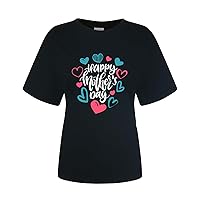 Womens 2024 Summer Casual Shirt - Mother's Day Printed Short Sleeve Tunic Tops - Womens Crew Neck Tee Tshirt Blouses