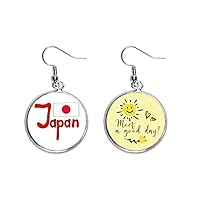 Japan National Flag Red Pattern Ear Drop Sun Flower Earring Jewelry Fashion