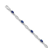 3mm 14k White Gold Diamond and Sapphire Bracelet Jewelry Gifts for Women