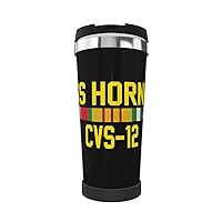 Uss Hornet Cvs-12 With Vietnam Service Ribbons Portable Insulated Tumblers Coffee Thermos Cup Stainless Steel With Lid Double Wall Insulation Travel Mug For Outdoor