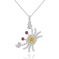 Casar Jewelry Iced Out Crab Pendant White Gold Plated Bling CZ Simulated Diamond Statement Necklace for Women