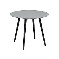 Armen Living Sydney Modern Outdoor Patio Dining Table, Black Eucalyptus and Super Stone