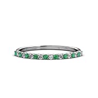 Emerald and Diamond (SI2-I1, G-H) 18 Stone Wedding Band 0.25 Carat tw in 14K Gold