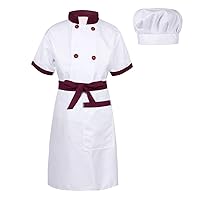 ACSUSS Kids Boys Girls 3 Pieces Chef Costume Cooking Baking Dress Up Kitchen Pretend Clothes with Apron Hat Set