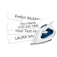 200pc Iron on Name Labels for Clothing & Fabrics - Washable Precut 2”x0.37” Personalized Name Tags for Clothes - Clothing Labels for Nursing Home, Day Care & Organization Needs