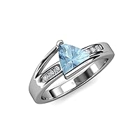 Aquamarine & Natural Diamond Engagement Ring 1.22 ctw 14K White Gold