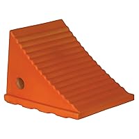 Buyers Products WC8118 Orange Polyurethane Wheel Chock, 8.69 x 11.25 x 8.13 Inch, Lightweight and Semi Rigid with Mounting Holes, Ideal for Industrial and Agricultural Vehicle Maintenance and Storage