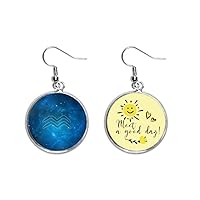 Starry Night Aquarius Zodiac Constellation Ear Drop Sun Flower Earring Jewelry Fashion