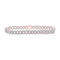 The Diamond Deal 10kt Two-tone Gold Womens Round Diamond Curb Link Bracelet 3-1/5 Cttw