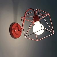KUYT Sconce Fixture E27 Vintage Square Hollow Metal Iron Wall Lights European Retro Industrial Wall Lantern Lamps Aisle Living Room Entrance Stairs Home Villa Decorative Wall Sconce Indoor Home/Red
