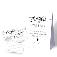 Prayers for The Baby,Baby Bible Baby Shower,Minimalist Baby Shower,Modern Prayer Baby Shower Decorations,Gender Reveal Decorations Neutral Colors,1 Sign & 50 Cards Set-A42