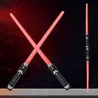 2 in 1 Button Pop-up Light-Emitting Saber, Retractable Lightsaber Set, LED Dual Laser, Children's Realistic Handle for The Galaxy Warrior, Cool Laser Saber Two-Player Battles (RED)
