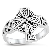 Vintage Celtic Cross Ring New .925 Sterling Silver Filigree Knot Band Sizes 5-10