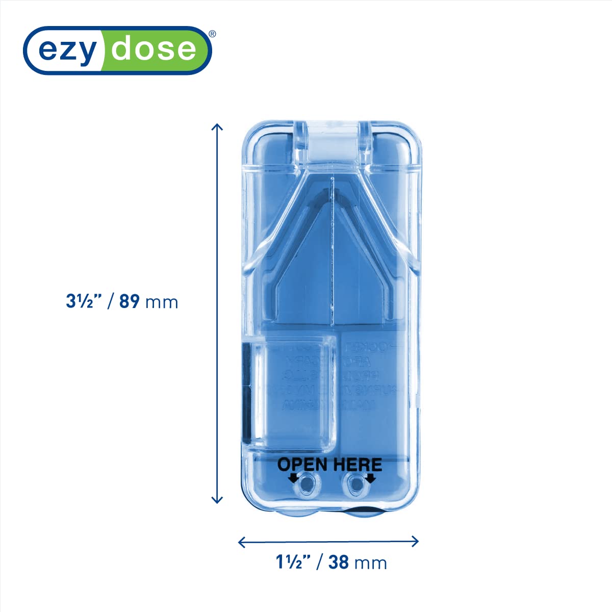 EZY DOSE Pill Cutter and Splitter with Dispenser, Cuts Pills, Vitamins, Tablets, Stainless Steel Blade, Travel Sized, Blue