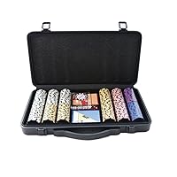 THUNDERBAY 13.5 Gram 300 Clay Composite Poker Chips Set with Aluminum Case, Two Decks of Playing Cards, One Metal Dealer Button&5 Dices for Poker, Texas Hold'em, Blackjack, Casino Games at Home
