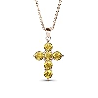 Citrine Cross Pendant 0.66 ctw 14K Gold. Included 18 inches 14K Gold Chain.