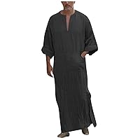 Men Thobe Long Men'S Muslim Clothes Durable Kaftan Robe Dubai Long Gown Ethnic Clothes,1pc Soft Robe Abaya Dress