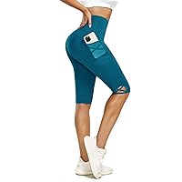 Rolewpy High Waist Workout Leggings for Women, Yoga Capri Pants with Pocket for Tummy Control Activewear Clothes
