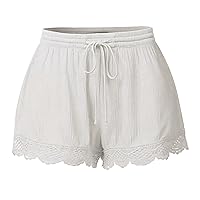 Loose Shorts Women Plus Size Cotton Shorts for Women 2 Piece Summer Outfits Linen Beach Shorts Set Linen Petite