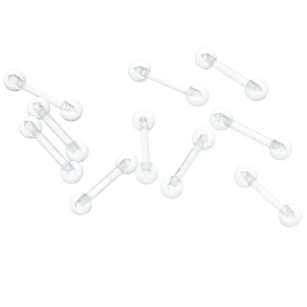 Oasis Plus 10pcs 16G Clear Bioplast Bone Retainer Piercing for Helix Tragus Conch Rook Daith 3mm UV Acrylic Ball