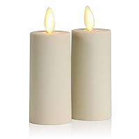 Luminara Realistic Artificial Moving Flame Votive Candle - Set of 2 - Moving Flame LED Battery Operated Lights for Christmas, Halloween - Remote Ready - Remote Sold Separately - Ivory - 1.5