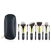 GMOIUJ 9Pcs Mini Soft Makeup Brushes Set Kit Portable Kabuki Brush for Make Up Professional Cosmetic Travel Bag