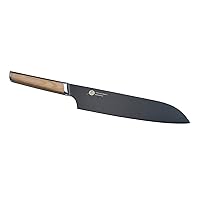 Everdure German Steel Professional Santoku Knife, 8.74 Inch Chef Knife with Titanium Coated Blade and Pakka Wood Handle, Perfect Kitchen Knife for Thinly Slicing Meat and Seafood