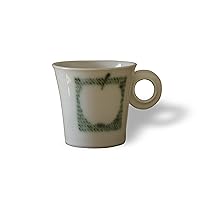 Wheel Thrown Stoneware Pottery Cup, Coffee Cup with a Drawing of an Apple, White and Green Cup, Durable Quality Pottery, Teacup, Ceramic Cup