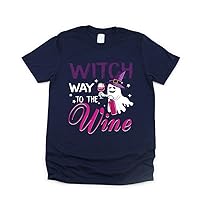 Witch Way to The Wine Funny Boo Ghost Drinking Wine Lover Halloween Tshirt
