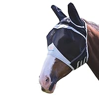 Shires Fine Mesh Horse Equine Fly Mask with Ears 60% UV Protection (Small Pony, Black)