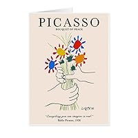 Arsharenkay All Occasion Assortment Pablo Pcasso Line Art Greeting Cards/Set of 8 / Size 105 x 145 mm / 4 x 5.5 inches No4 (Picasso Bouquet of Peace Art Pablo Picasso Flower Bouquet Sketch, Picasso)