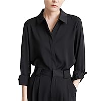 Women's Autumn Office Solid Color Casual Unisex Versatile Lapel Long-Sleeved Shirt Large Size
