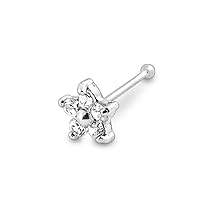14K Solid Gold Jeweled Flower Ball End Piercing Body Jewelry