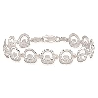 Sterling Silver Bracelets with Station Claddagh Circle Bracelet 7.25 Inches