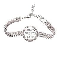 Best daughter ever Quote Heart Tennis Chain Anklet Bracelet Diamond Jewelry