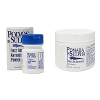 Polvos de Sulpha First Aid Antibiotic Powder 7.5mg & Pomada De Sulpha Antibiotic Ointment 2 Oz Pack for Minor Cuts, Scrapes, Burns