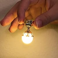 1:12 Doll House Accessories Miniature Globe Light Ceiling LED Lamp Living Room; High 2.8cm, Wide 2cm